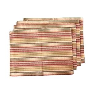 Striped Woven Cotton Placemats Set of 4 Boho Eclectic Rustic Cottage Eth…